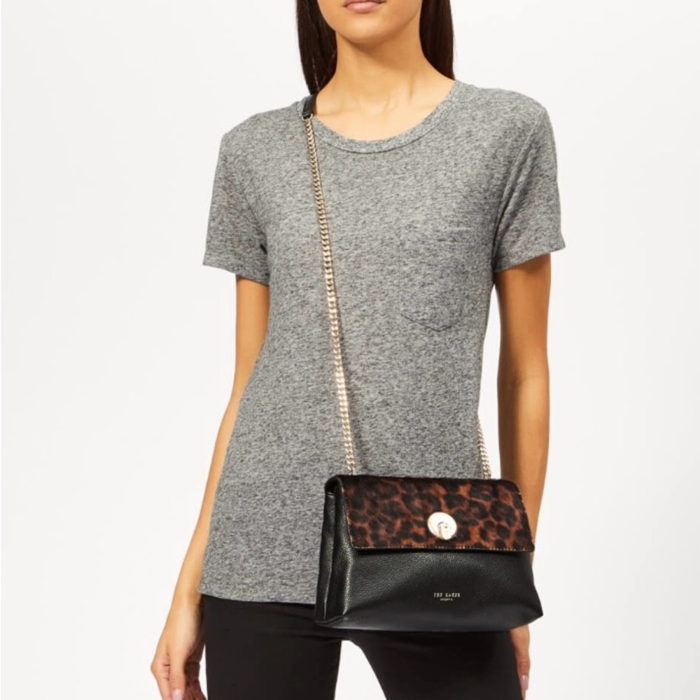 Ted Baker Luccie Leopard Circle Lock Crossbody Bag